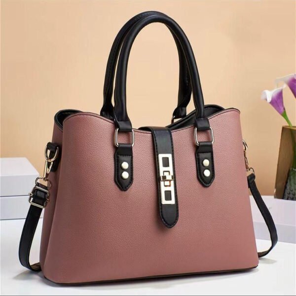 Elegant Three Portion Faux Leather Handbag