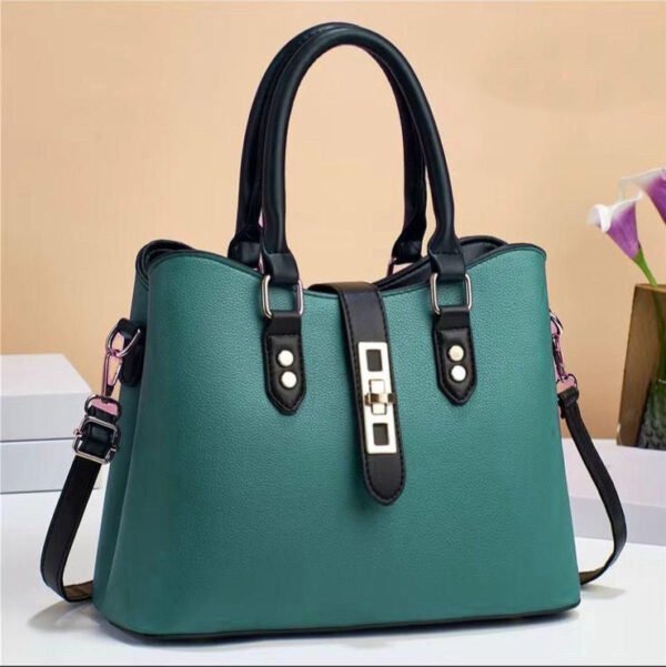 Elegant Three Portion Faux Leather Handbag - Image 5