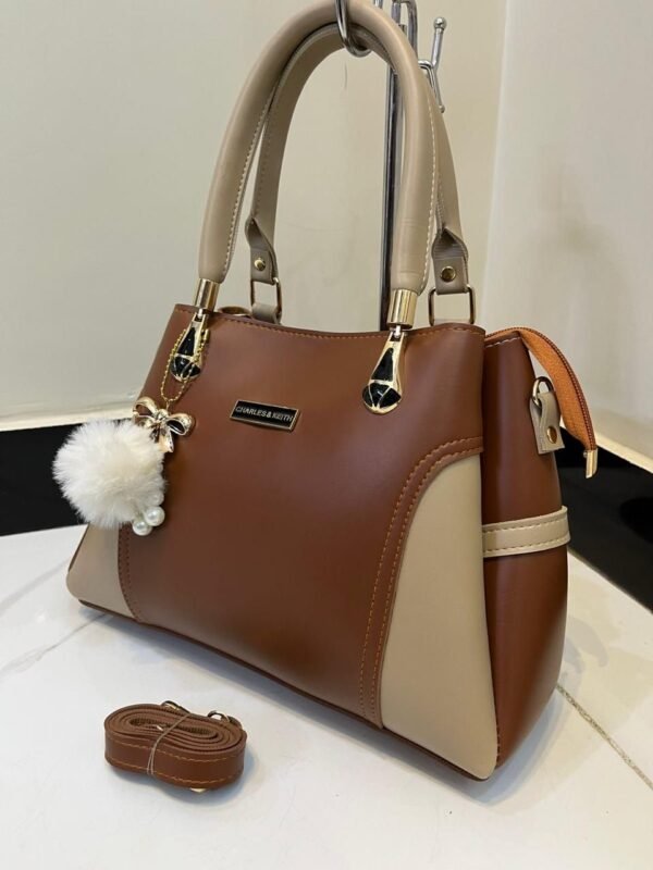 Two-Tone Elegant Tote Bag Inspired with Dual Zipper - Image 5