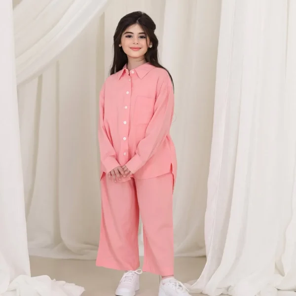 Front Button Girl Two Pieces Co Ord Set - Image 5