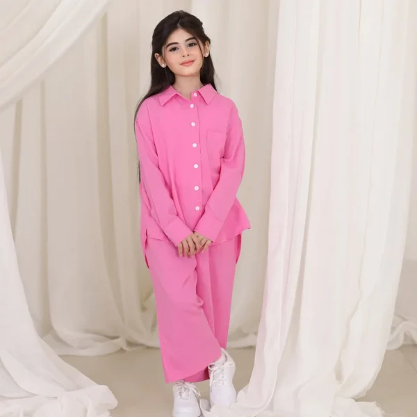 Front Button Girl Two Pieces Co Ord Set - Image 4