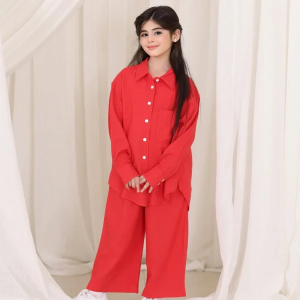 Front Button Girl Two Pieces Co Ord Set - Image 3